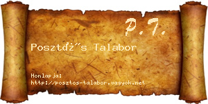 Posztós Talabor névjegykártya